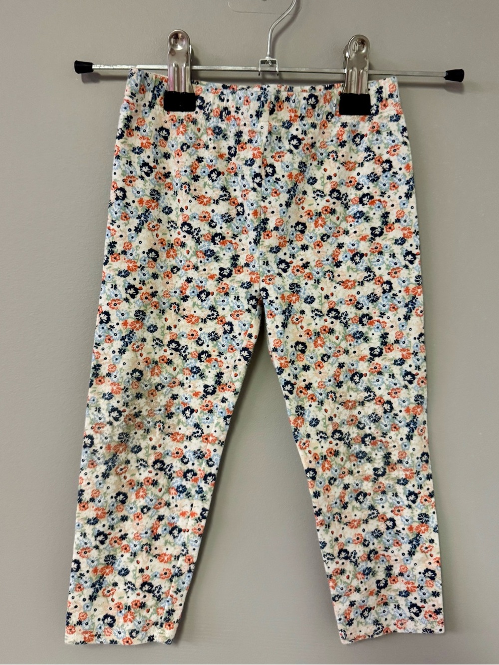 George Cream Floral Leggings with Navy & Coral Flowers
